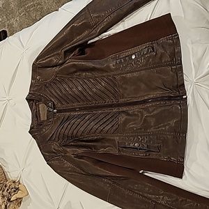 Maurices Faux Black Leather Jacket Womens Size Medium Full Zip Pockets